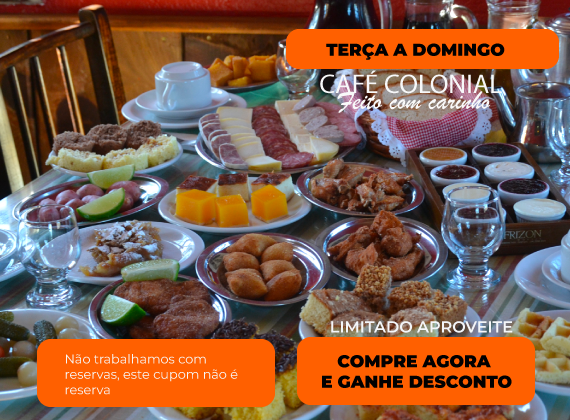 Promo de ter�a a domingo - Cafe Colonial para 01 pessoa de R$109,00 por apenas R$59,90
